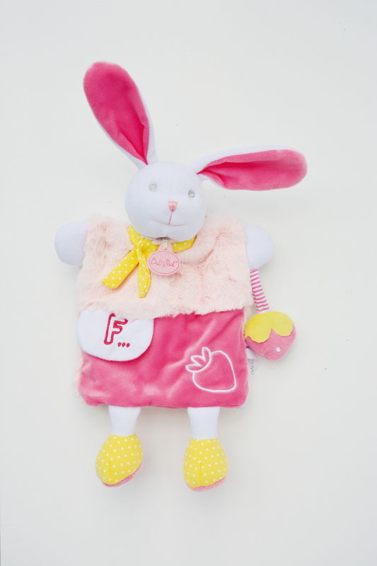  les douillettes handpuppet rabbit pink white yellow strawberry 